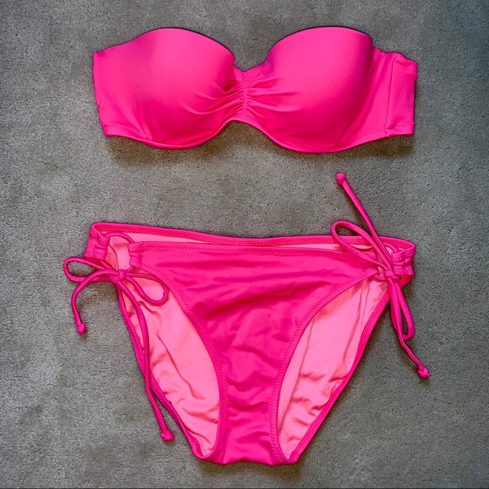 Pink Victoria Secret Strapless 2-Piece Bikini